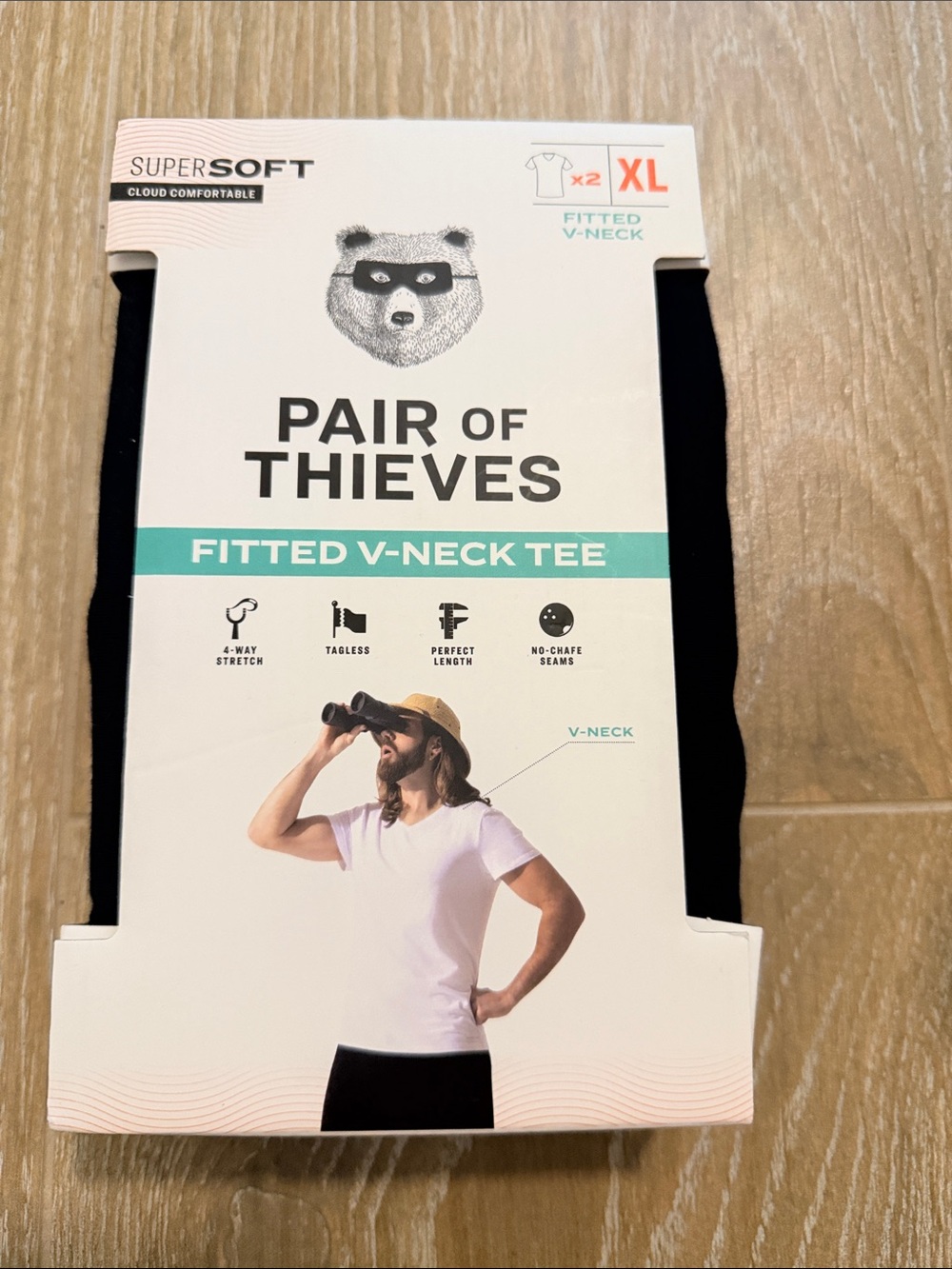 Pair of Thieves Men’s Black Fitted V-Neck Tee 2 Pack- XL